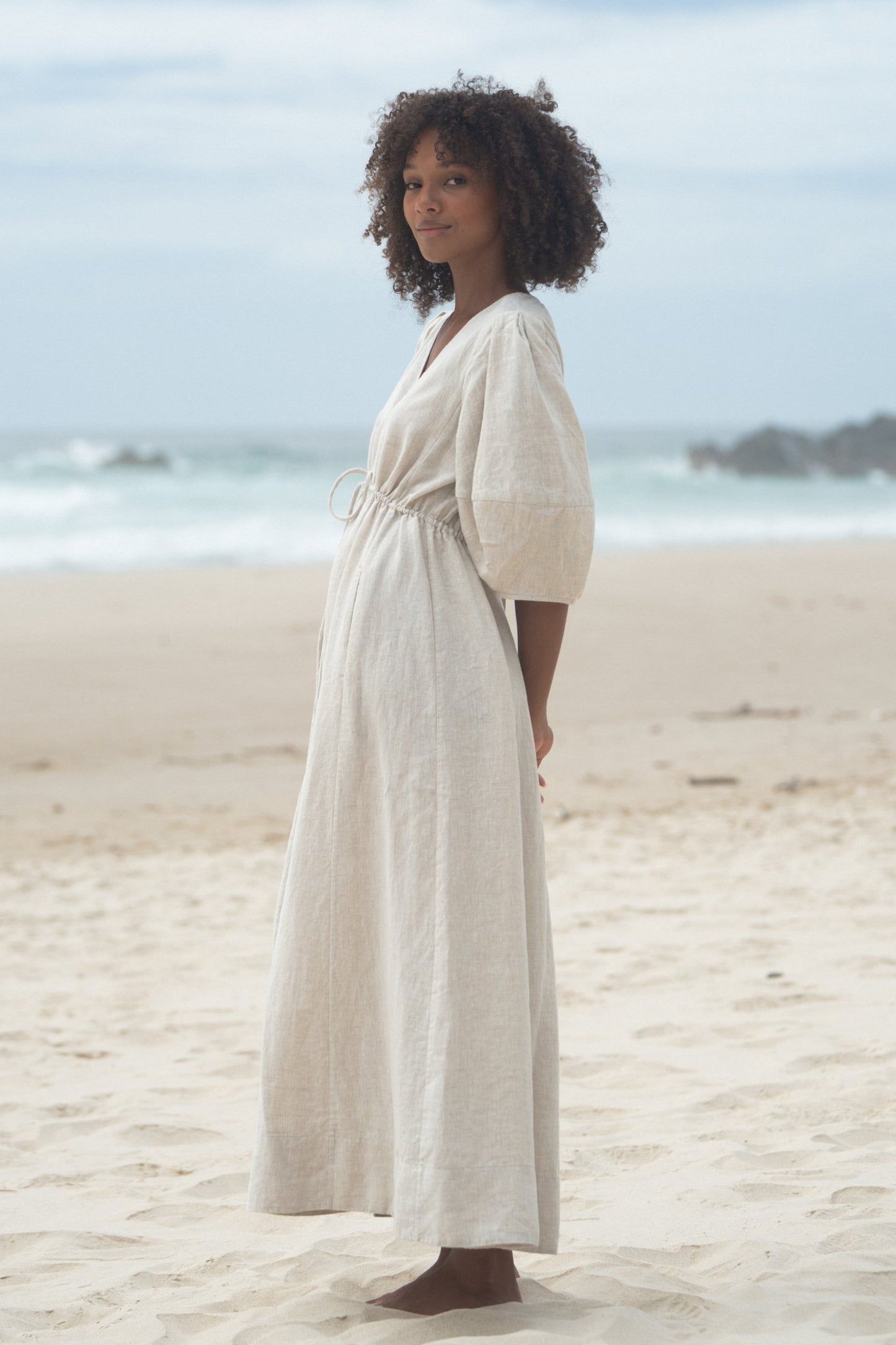 LILLY PILLY Vida linen dress in Oatmeal