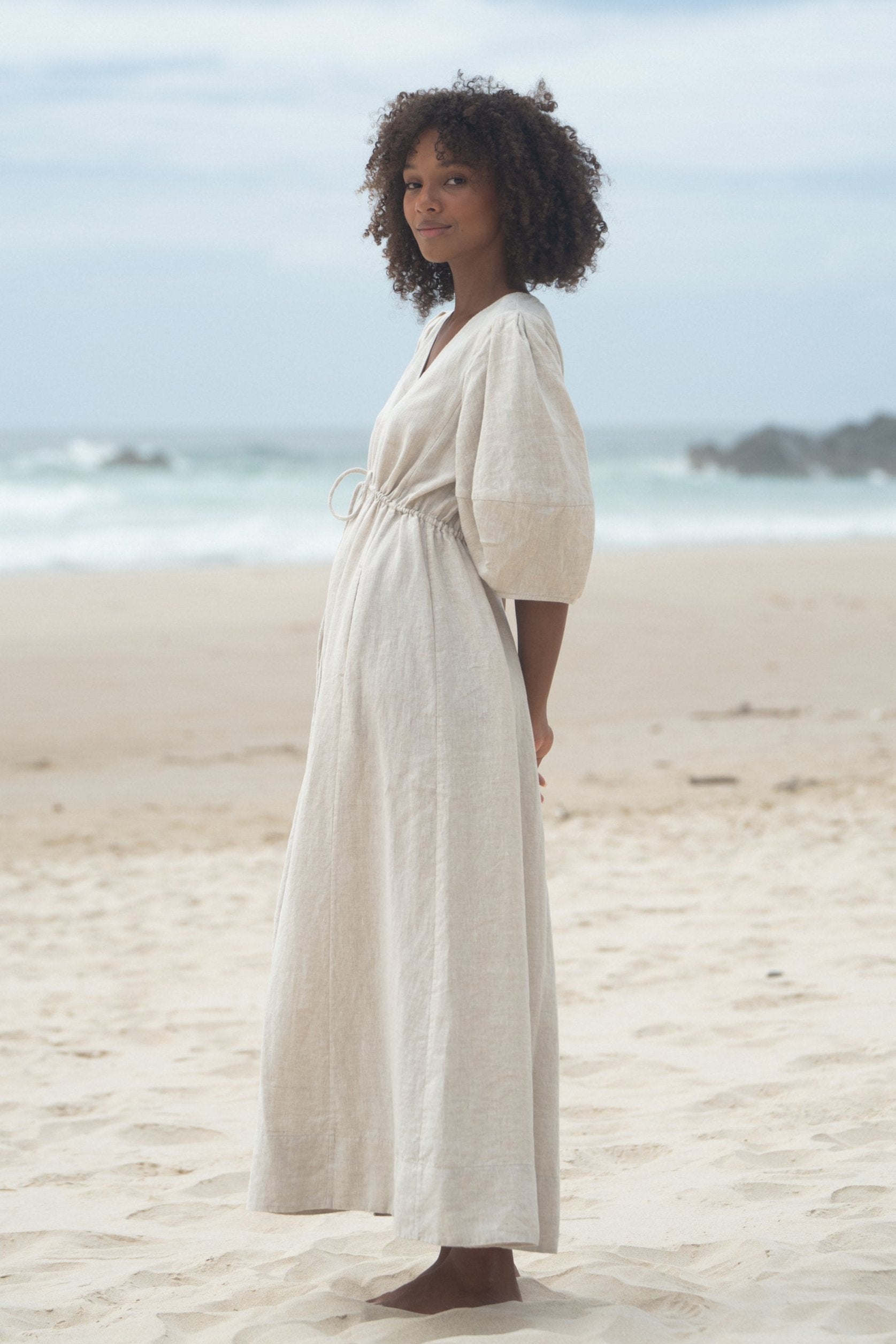 LILLY PILLY Vida linen dress in Oatmeal